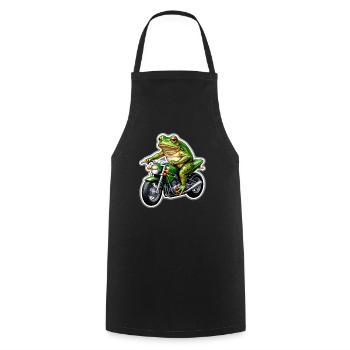 Frosch auf Motorrad - Kochschürze - Schwarz - Vorne - AI Model Male 185 dark (185cm)