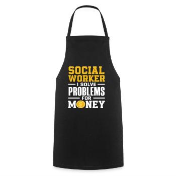 Social worker I solve problems for money - Cooking Apron - black - Front - AI Model Male 185 dark (185cm)