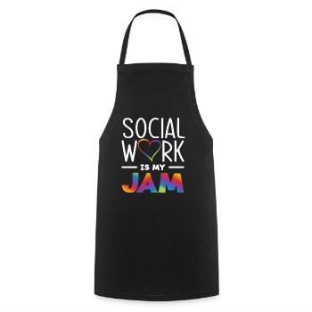 Le travail social, c’est mon truc - Tablier de cuisine - noir - Devant - AI Model Male 185 dark (185cm)