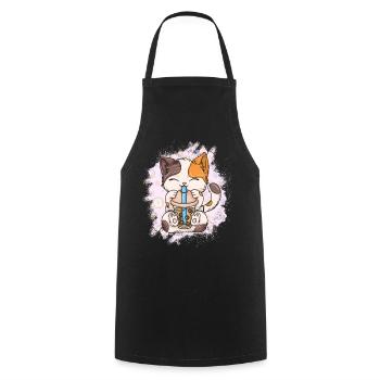 Thé à bulles Boba BubbleTea Kawaii Japan Tea Kpop - Tablier de cuisine - noir - Devant - AI Model Male 185 dark (185cm)