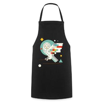 Geometric Owl – Modern Colorful Animal Illustration - Cooking Apron - black - Front - AI Model Male 185 dark (185cm)