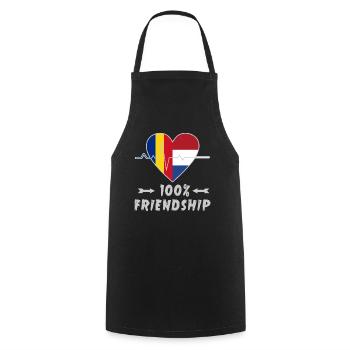 Romania and the Netherlands 100% friendship - Cooking Apron - black - Front - AI Model Male 185 dark (185cm)