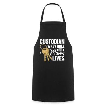 School Custodian Maid Cleaner Janitorial - Cooking Apron - black - Front - AI Model Male 185 dark (185cm)