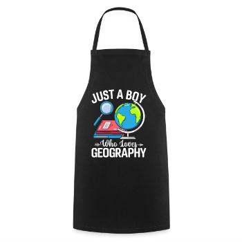 Just A Boy Who Loves Geography Cartography Funny - Cooking Apron - black - Front - AI Model Male 185 dark (185cm)