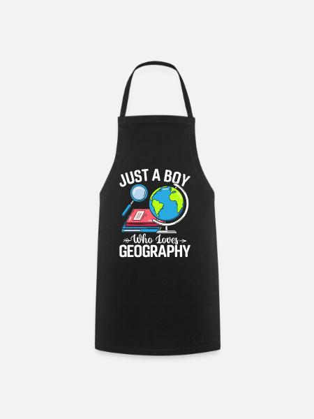 Nur ein Junge, der Geographie liebt Kartographie Lustig - Kochschürze - Schwarz