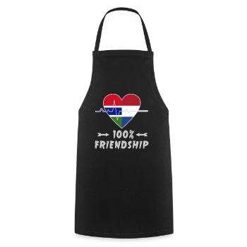 Gambia and Netherlands 100% friendship - Cooking Apron - black - Front - AI Model Male 185 dark (185cm)