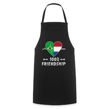 Brasilien und Niederlande 100% Freundschaft - Kochschürze - Schwarz - Vorne - AI Model Male 185 dark (185cm)