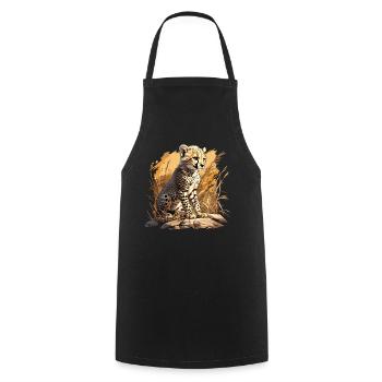 Cheetah Geparde Gepard - Cooking Apron - black - Front - AI Model Male 185 dark (185cm)