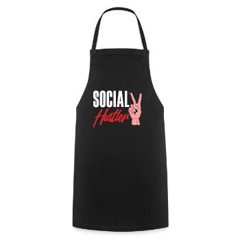 Social Hustler Peace Sign Style - Cooking Apron - black - Front - AI Model Male 185 dark (185cm)