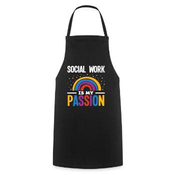 Social work is my passion - Cooking Apron - black - Front - AI Model Male 185 dark (185cm)