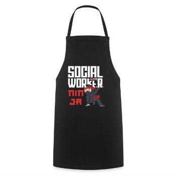 Social Worker Ninja Warrior Design - Cooking Apron - black - Front - AI Model Male 185 dark (185cm)