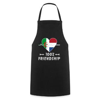 100 % amitié entre l'Algérie et les Pays-Bas - Tablier de cuisine - noir - Devant - AI Model Male 185 dark (185cm)