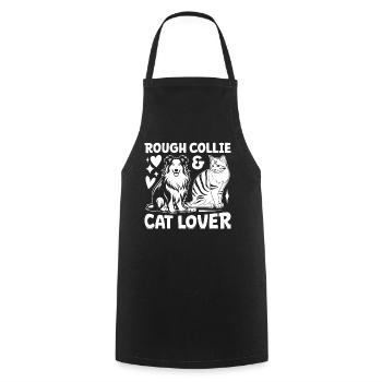 Rough Collie & cat lover - Rough Collie Lover - Cooking Apron - black - Front - AI Model Male 185 dark (185cm)