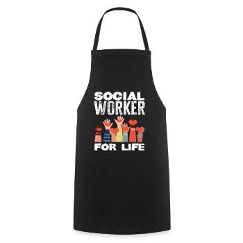 Social Worker for Life - Cooking Apron - black - Front - AI Model Male 185 dark (185cm)
