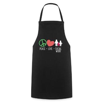 Peace Love Social Work - Cooking Apron - black - Front - AI Model Male 185 dark (185cm)