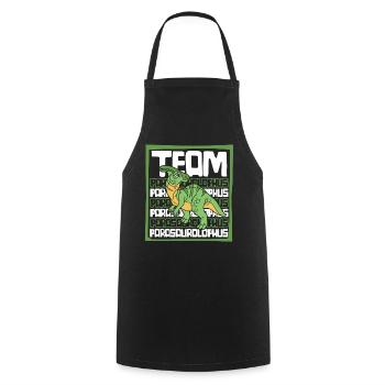 Team Parasaurolophini Dinosaur Hadrosauridae - Cooking Apron - black - Front - AI Model Male 185 dark (185cm)