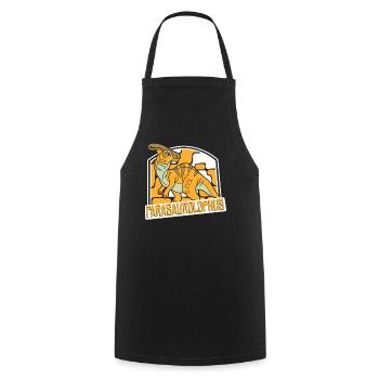Parasaurolophini Hadrosauridae Dinosaur - Cooking Apron - black - Front - AI Model Male 185 dark (185cm)