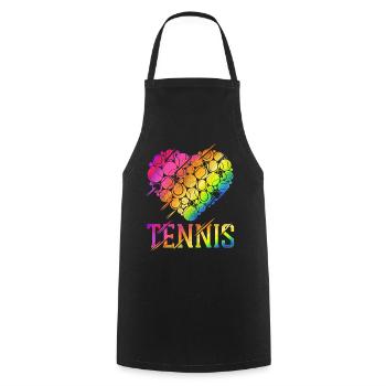 Funny Tennis Player Racket Heart - Kochschürze - Schwarz - Vorne - AI Model Male 185 dark (185cm)