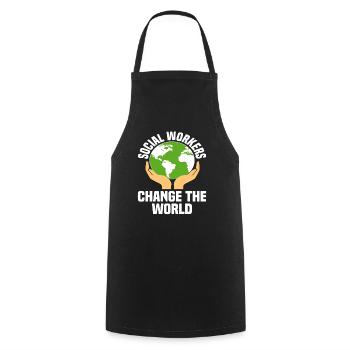 Social workers change the world - Cooking Apron - black - Front - AI Model Male 185 dark (185cm)
