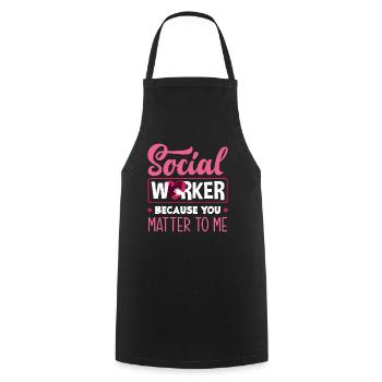 Travailleuse sociale parce que tu es importante pour moi - Tablier de cuisine - noir - Devant - AI Model Male 185 dark (185cm)