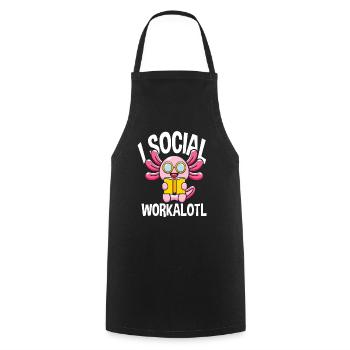Social Workalotl Funny Axolotl - Cooking Apron - black - Front - AI Model Male 185 dark (185cm)