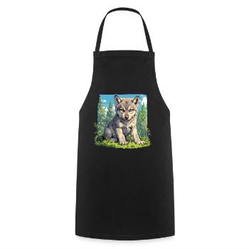 Wölfe Wolf - Kochschürze - Schwarz - Vorne - AI Model Male 185 dark (185cm)