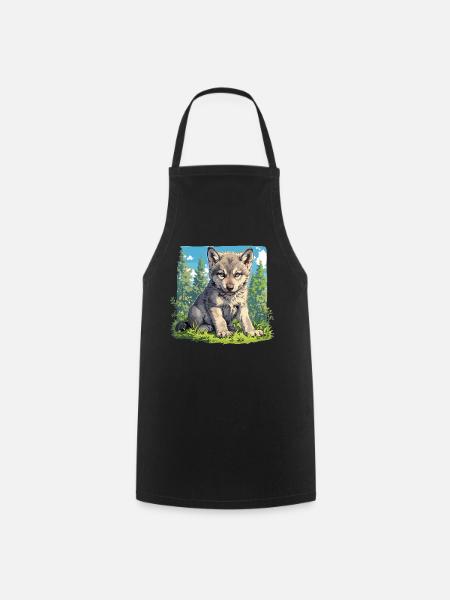 Wölfe Wolf - Kochschürze - Schwarz