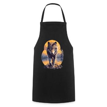 Wölfe Wolf - Kochschürze - Schwarz - Vorne - AI Model Male 185 dark (185cm)