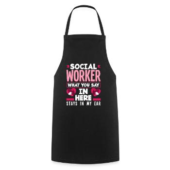 Social worker What you say here stays in my - Cooking Apron - black - Front - AI Model Male 185 dark (185cm)