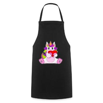 Unicorn Heart - Cooking Apron - black - Front - AI Model Male 185 dark (185cm)