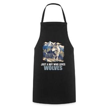 Wölfe Wolf - Kochschürze - Schwarz - Vorne - AI Model Male 185 dark (185cm)