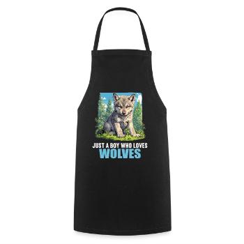 Wölfe Wolf - Kochschürze - Schwarz - Vorne - AI Model Male 185 dark (185cm)
