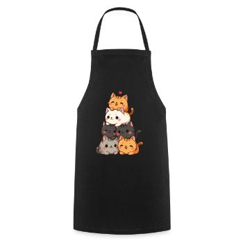 Cat & Kitten, Cute Cats, Cat Stack - Cooking Apron - black - Front - AI Model Male 185 dark (185cm)