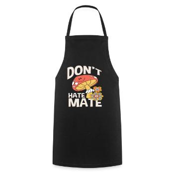 Don't Hate Mate Mushroom Flowers Retro - Cooking Apron - black - Front - AI Model Male 185 dark (185cm)