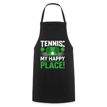 Tennis: Mein glücklicher Ort! - Kochschürze - Schwarz - Vorne - AI Model Male 185 dark (185cm)