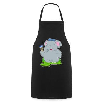 Peintre éléphant Peinture au pinceau - Tablier de cuisine - noir - Devant - AI Model Male 185 dark (185cm)