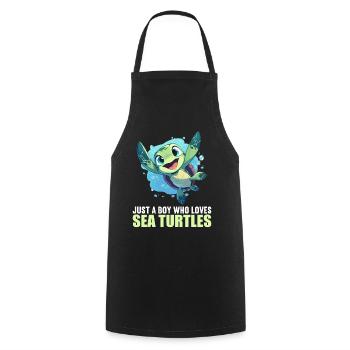 Sea Turtle Meeresschildkröten Meeresschildkröte - Kochschürze - Schwarz - Vorne - AI Model Male 185 dark (185cm)