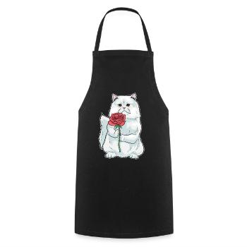 Persian Cat Rose - Cooking Apron - black - Front - AI Model Male 185 dark (185cm)