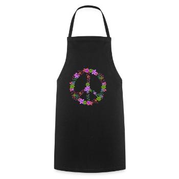 Floral Peace Sign Vintage Style - Cooking Apron - black - Front - AI Model Male 185 dark (185cm)