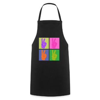 Bunter Friedensgriff Pop Art Design - Kochschürze - Schwarz - Vorne - AI Model Male 185 dark (185cm)