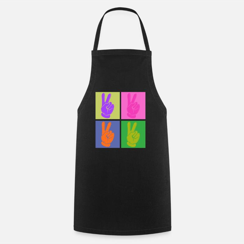 Poignée de paix colorée Pop Art Design - Tablier de cuisine - noir