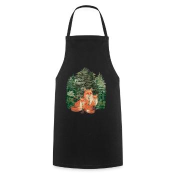 Forest Forest Animals Forest Dwellers Fox Foxes Nature - Cooking Apron - black - Front - AI Model Male 185 dark (185cm)