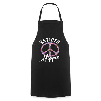 Retired Hippie Peace Zeichen Buntes Design - Kochschürze - Schwarz - Vorne - AI Model Male 185 dark (185cm)