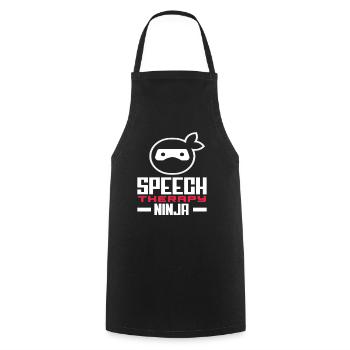 orthophonie ninja cool therapy motif - Tablier de cuisine - noir - Devant - AI Model Male 185 dark (185cm)