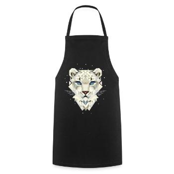 Snow Leopard – Strong Elegance in the Wild - Cooking Apron - black - Front - AI Model Male 185 dark (185cm)