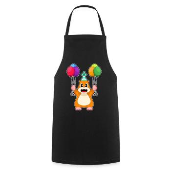 Hamster Birthday Balloon - Cooking Apron - black - Front - AI Model Male 185 dark (185cm)