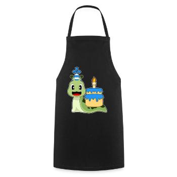 Gâteau d’anniversaire d’escargot - Tablier de cuisine - noir - Devant - AI Model Male 185 dark (185cm)