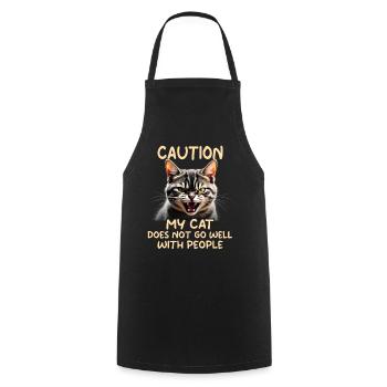 Drôle de chat Chat Propriétaire Chat de compagnie - Tablier de cuisine - noir - Devant - AI Model Male 185 dark (185cm)
