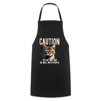 Drôle de chat Chat Propriétaire Chat de compagnie - Tablier de cuisine - noir - Devant - AI Model Male 185 dark (185cm)