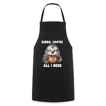 Funny Bird Coffee Zoo Retro Coffee All I Need - Cooking Apron - black - Front - AI Model Male 185 dark (185cm)